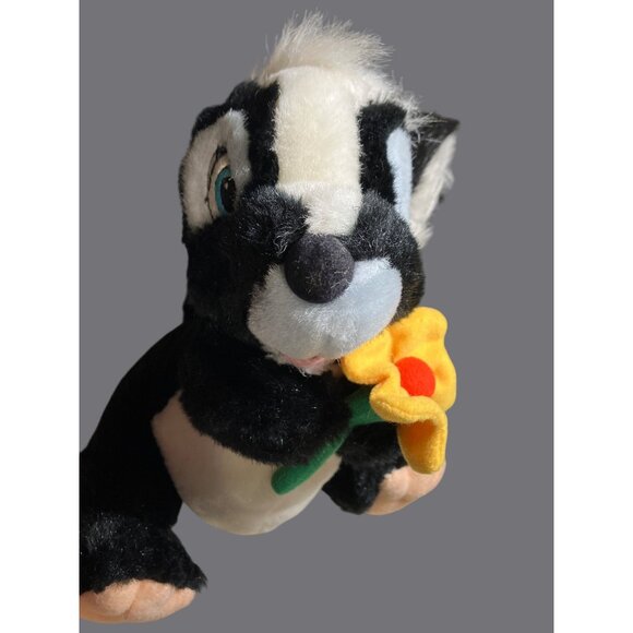 Disney Store Flower the Skunk Plush Toy w/ Flower 9" Black White Stuffed Animal - Picture 12 of 12